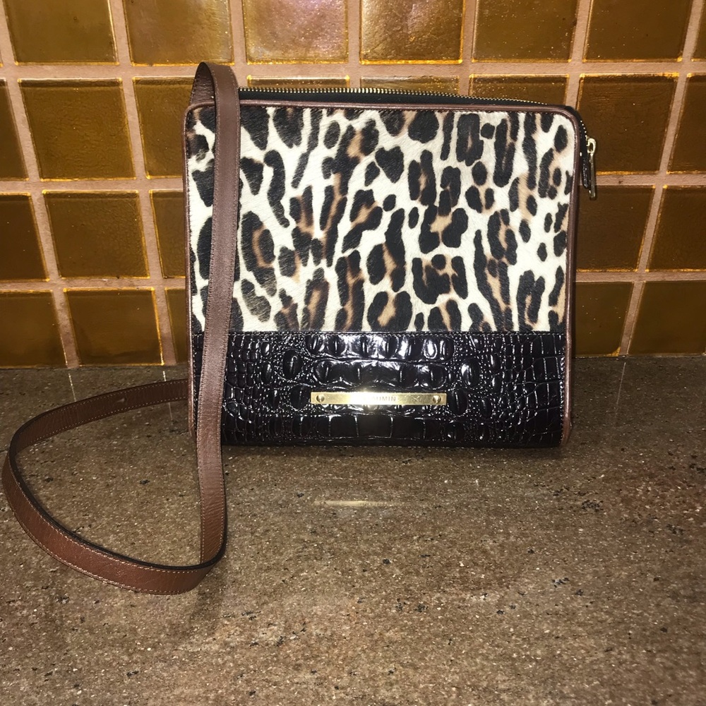 Vintage Brahmin Leather and Leopard Print Bag